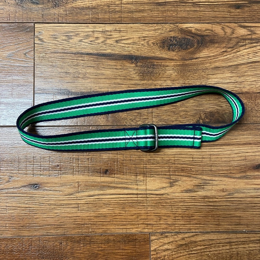 Polo Ralph Lauren boys striped d ring belt green & blue collegiate style preppy